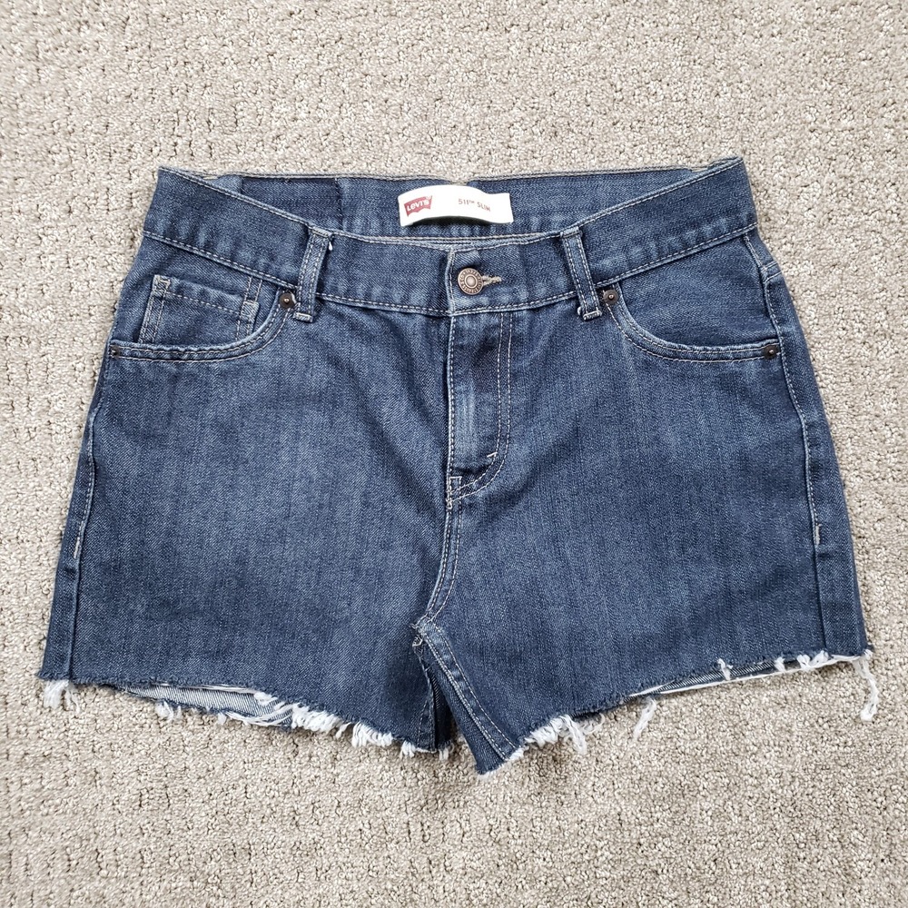 Levi's Shorts Womens 30 Blue 511 Slim Cut Off Denim Jean Jort Grunge Skater